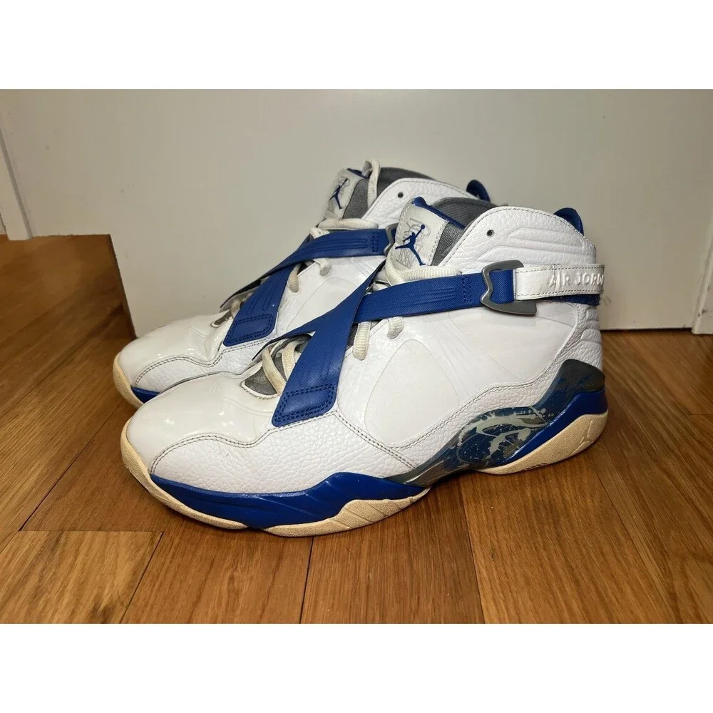 Jordan 8.0 Shoes Mens Size 10.5 White Blue Basketball Sneakers 467807-102
